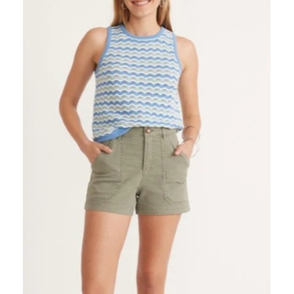 Marine Layer Womens Maya Utility Shorts Sage Green Mid-High Rise Stretch Size 2